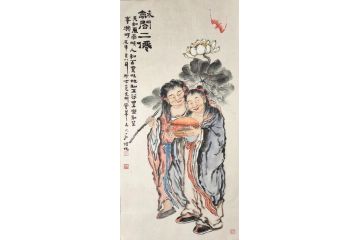 石僧新品力作人物画《和合二仙》