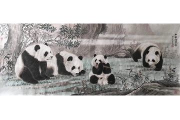 张玉涛新品力作动物画熊猫作品《中华国宝图》