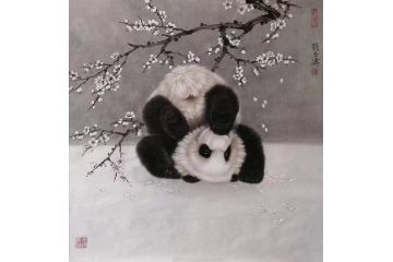 张玉涛新品力作动物画熊猫作品《国宝熊猫》
