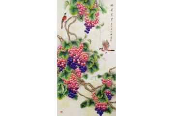 胡记领新品力作花鸟画葡萄《硕果累累》