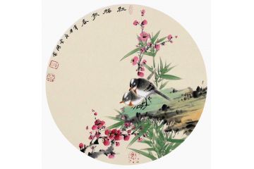 高云鹏老师新品花鸟画《红梅报春》