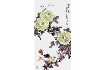张秋祥新品花鸟画牡丹图《吉祥如意》
