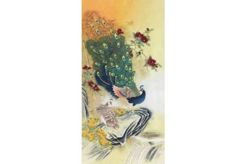 胡记领老师新品花鸟画孔雀图《穷款》