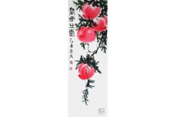 齐真老师新品力作国画花鸟画《寿桃》