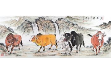 青石老师新品动物画力作《五牛图》