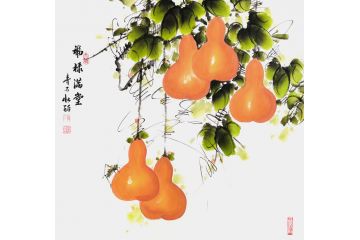 青石老师精品写意花鸟画葫芦图《福禄满堂》