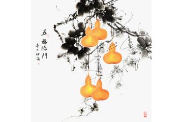 青石新品写意葫芦图《五福临门》