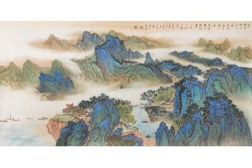 当代著名书画家叶大隐新品山水画《白云相送出山来》