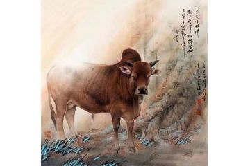 中美协会员 蓝健康新品动物画《老黄牛精神》