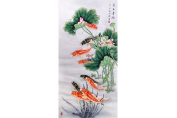 实力派画家 胡记领新品九鱼图《连年有余》