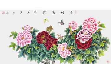 张洪山新品工笔花鸟画作品《花开富贵》
