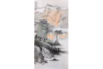 张绪洪新品四尺竖幅国画山水画《溪山云起》