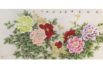 张洪山新品工笔花鸟画作品《花开富贵》