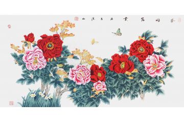 张洪山新品工笔花鸟画作品《花开富贵》