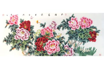 张洪山新品工笔花鸟画作品《花开富贵》