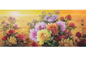 万安老师新品花鸟画牡丹图《晨晖》