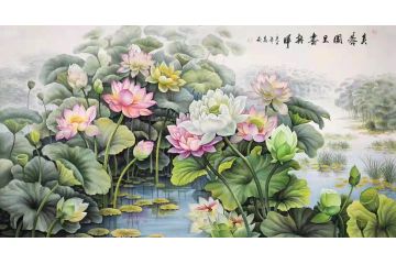 万安工笔花鸟画新品牡丹图《芙蓉国里书朝晖》