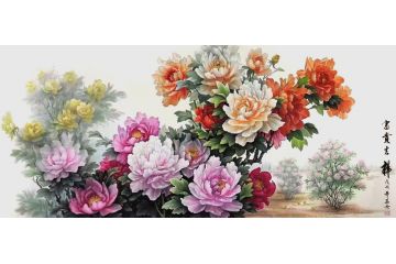 万安老师新品花鸟画牡丹图《富贵吉祥》