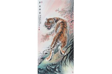 付庆五四尺竖幅写意动物画《王者雄风》