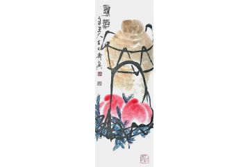 齐真老师新品力作国画花鸟画《寿酒》