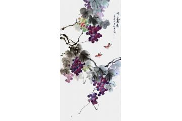 胡记领老师新品力作花鸟画葡萄《紫气东来》