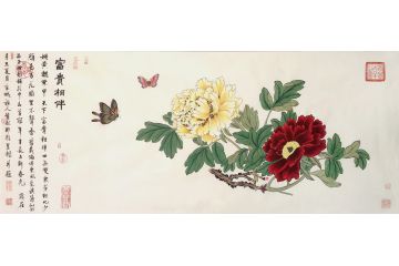 叶赫那拉昱桐新品写意花鸟画《富贵相伴》