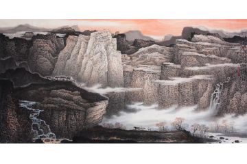 张月岗新品山水画力作《长河秋韵图》