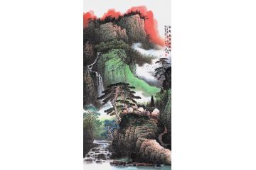 张月岗最新力作山水画《朝霞万里映春晖》