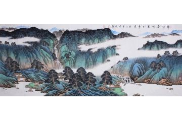高云鹏新品写意山水画《群峰叠嶂 万木峥嵘》