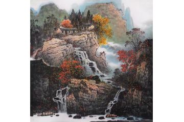 张月岗老师最新力作山水画《山间秋意》