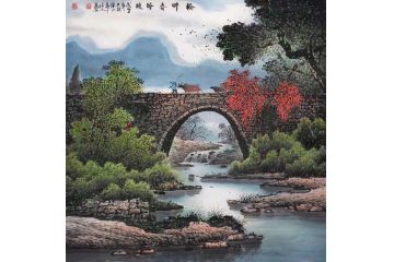张月岗新品斗方画力作《桥畔春风暖》
