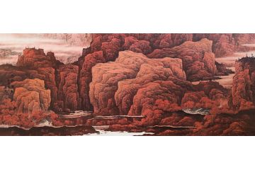 牛鸿亮老师小六尺山水画新作《太行金秋》