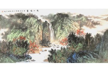 张朝彬老师新品写意山水画《溪山晴翠》