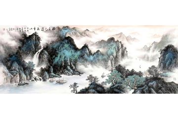 陆盛老师精品山水画《轻舟已遇万重山》