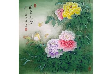 胡记领老师新品花鸟画《国色天香》