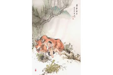 甘肃美协会员汤希忠写意动物画《寻梦童年》