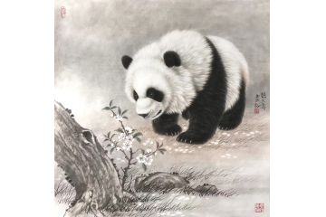 张玉涛新品力作动物画熊猫作品《熊猫》