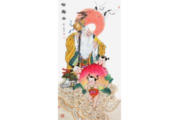 钟金镖老师精品人物画《贺寿图》
