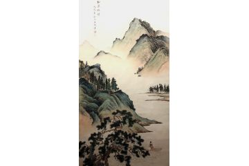 王刚老师新品力作山水画《松溪放棹》
