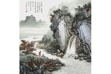 周金山老师新品山水画力作《题青山白云图》