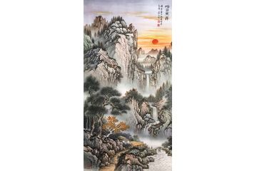 周金山老师精品山水画《旭日东升》