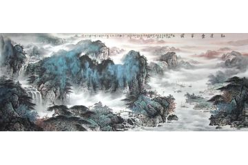 覃晓兵精品山水画《松溪叠翠图》