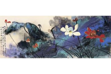 傅云石新品写意花鸟画作品《杨柳回塘》