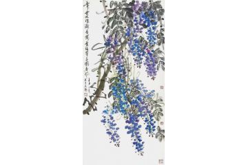 吴昌硕经典写意花鸟画《紫气东来》