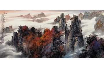 资春成精品写意山水画《武陵源胜景》