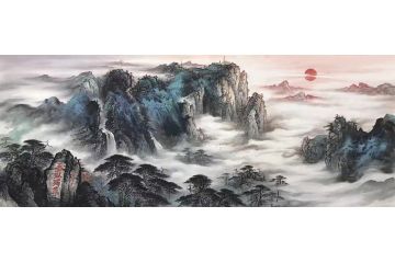 资春成新品四尺横幅山水画《五岳独尊》