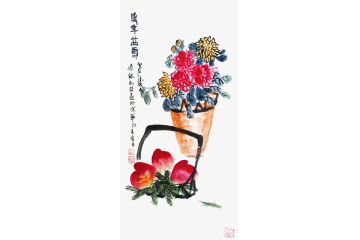 朴喆老师新品写意花鸟画寿桃《延年益寿》