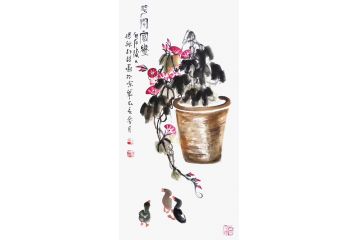 白石后人 朴喆经典写意花鸟画《花开富贵》