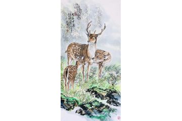 中美协会员 左进伟老师新品动物画《生财有鹿》