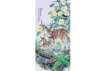 中美协会员 左进伟新品动物画《生财有鹿》